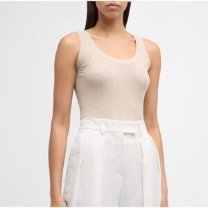Kobi Halperin Natural Sleeveless Ribbed Paris Sweater Tank Scoop Neck L NWT $198